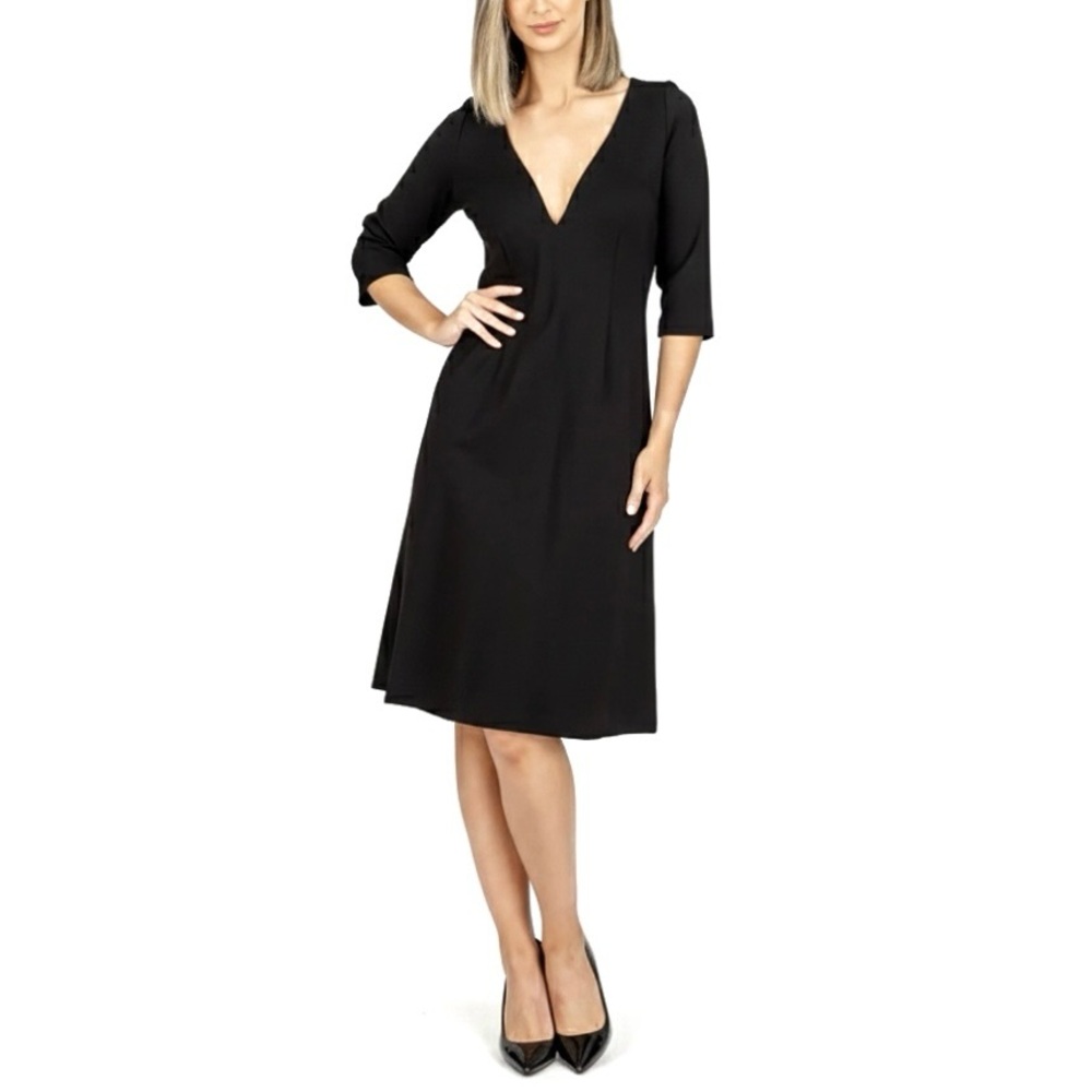 EILEEN FISHER Deep V-Neck Fit & Flare Sheath Dress Women’s Size Small